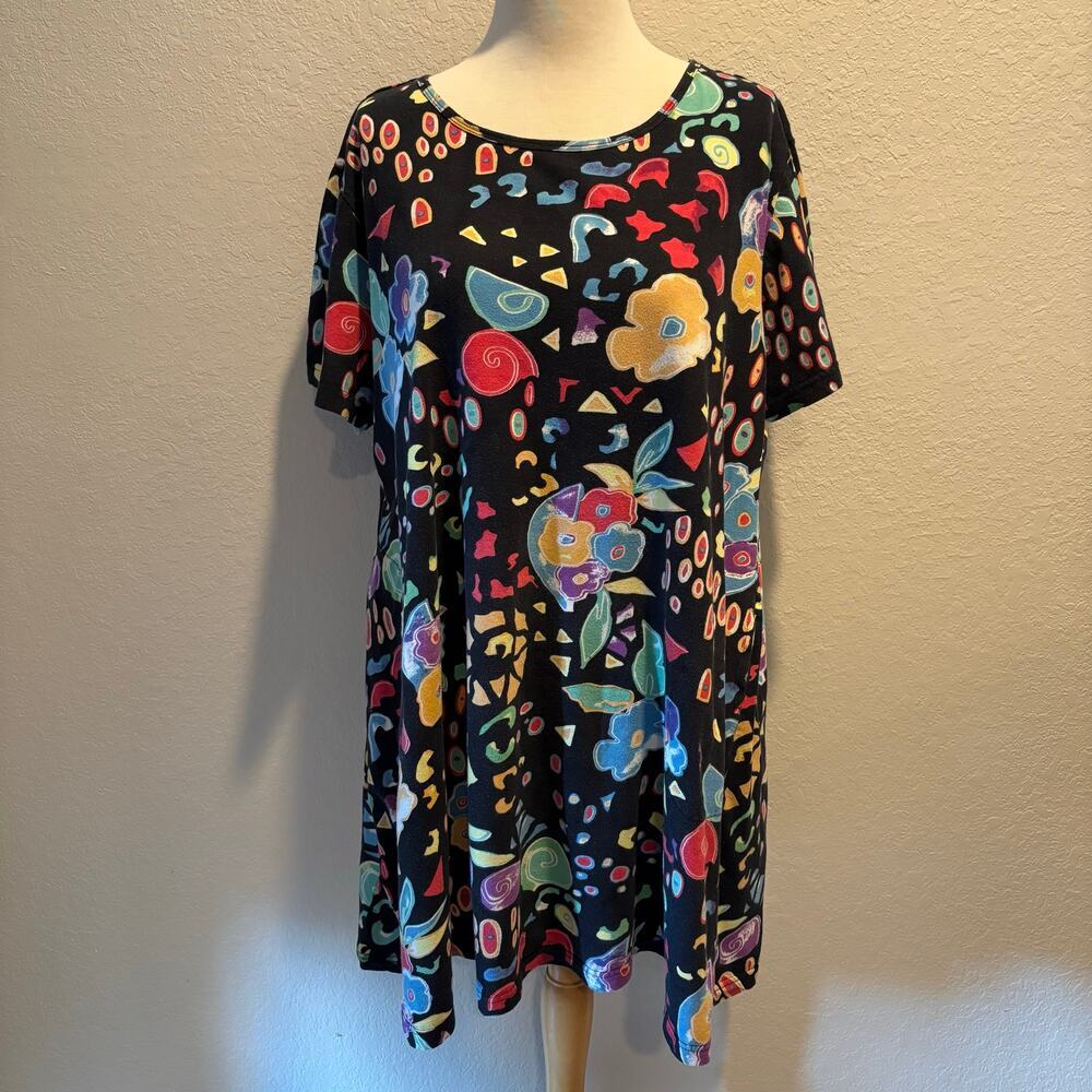 VINTAGE La CERA Woman’s Mumu Artsy Multi-Color Explosion Sz1X Loungewear Relaxed
